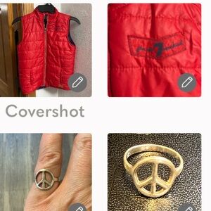 KIDS Vest sz6 red/blue double branding logos+925 Silver Peace☮️Ring sz7